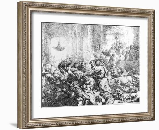 Christ Driving the Money Lenders from the Temple, 1635-Rembrandt van Rijn-Framed Giclee Print