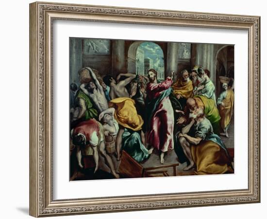 Christ Driving the Moneylenders from the Temple, 1600-El Greco-Framed Giclee Print