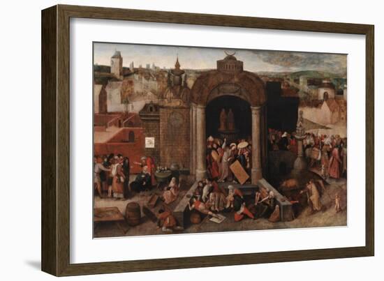 Christ Driving the Traders from the Temple, after 1569-Pieter Bruegel the Elder-Framed Giclee Print