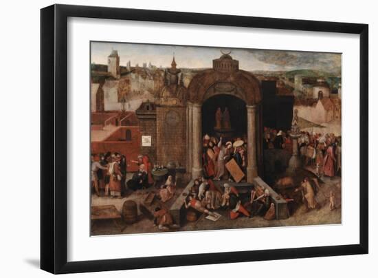 Christ Driving the Traders from the Temple, after 1569-Pieter Bruegel the Elder-Framed Giclee Print