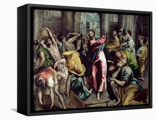 Christ Driving the Traders from the Temple, circa 1600-El Greco-Framed Premier Image Canvas