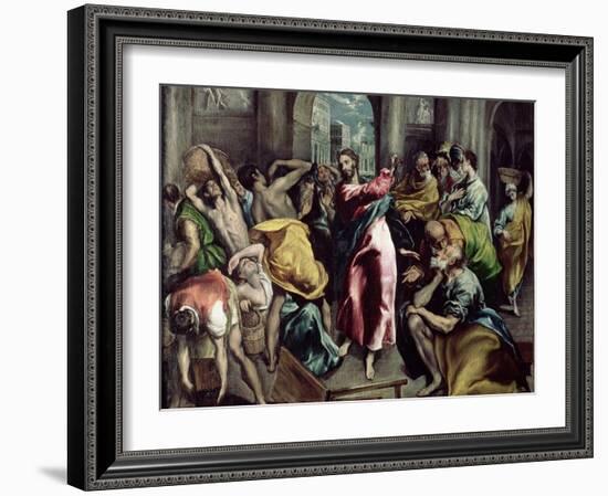 Christ Driving the Traders from the Temple, circa 1600-El Greco-Framed Giclee Print