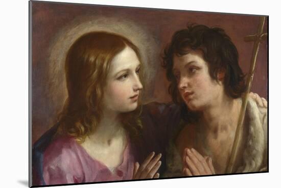 Christ Embracing Saint John the Baptist, C. 1640-Guido Reni-Mounted Giclee Print