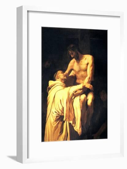 Christ Embracing St. Bernard-Francisco Ribalta-Framed Art Print