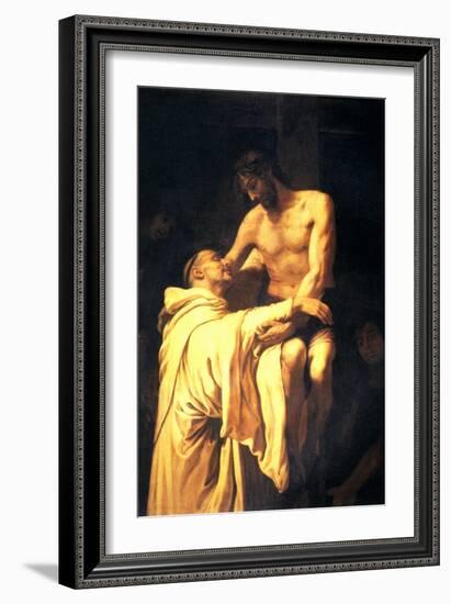 Christ Embracing St. Bernard-Francisco Ribalta-Framed Art Print