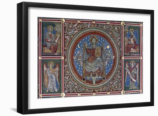 Christ Enthroned, Detail from the Painted Wooden Ceiling, Church of St Michael-null-Framed Giclee Print