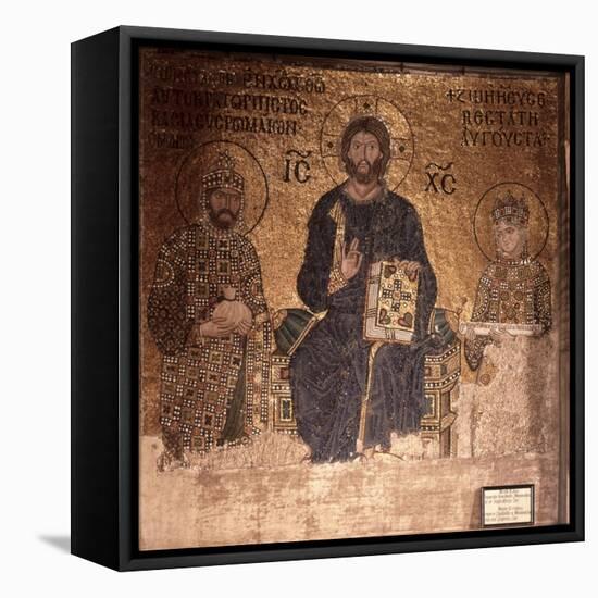 Christ Enthroned with Constantine XI and Empress Zoe-null-Framed Premier Image Canvas
