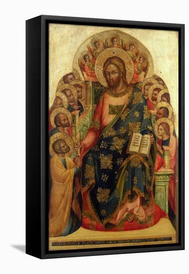 Christ Enthroned with Saints and Angels Handing the Key to St. Peter-Veneziano Lorenzo-Framed Premier Image Canvas