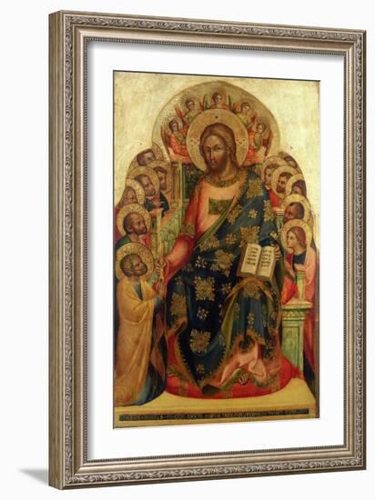 Christ Enthroned with Saints and Angels Handing the Key to St. Peter-Veneziano Lorenzo-Framed Giclee Print