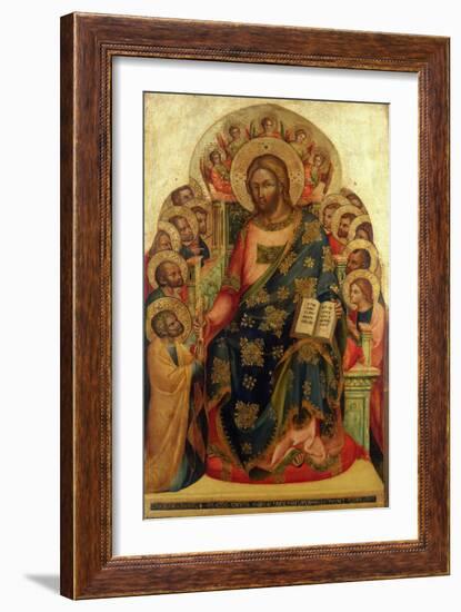 Christ Enthroned with Saints and Angels Handing the Key to St. Peter-Veneziano Lorenzo-Framed Giclee Print