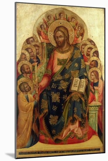 Christ Enthroned with Saints and Angels Handing the Key to St. Peter-Veneziano Lorenzo-Mounted Giclee Print