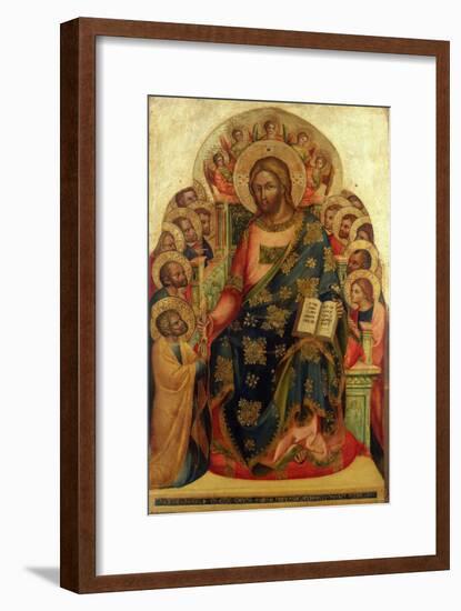 Christ Enthroned with Saints and Angels Handing the Key to St. Peter-Veneziano Lorenzo-Framed Giclee Print