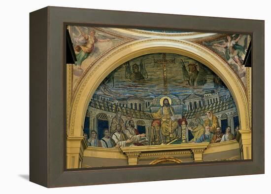 Christ Enthroned With the Apostles, 4th c. mosaic, Santa Prassede Basilica, Rome, Italy-null-Framed Stretched Canvas