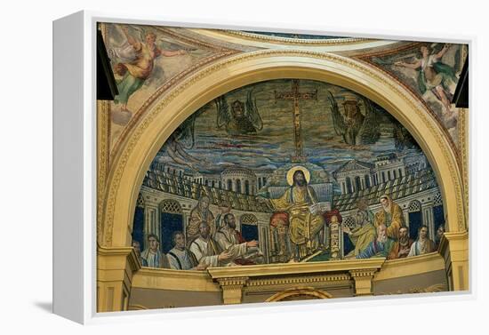 Christ Enthroned With the Apostles, 4th c. mosaic, Santa Prassede Basilica, Rome, Italy-null-Framed Stretched Canvas