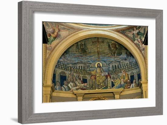 Christ Enthroned With the Apostles, 4th c. mosaic, Santa Prassede Basilica, Rome, Italy-null-Framed Art Print