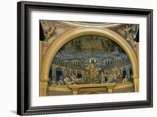 Christ Enthroned With the Apostles, 4th c. mosaic, Santa Prassede Basilica, Rome, Italy-null-Framed Art Print