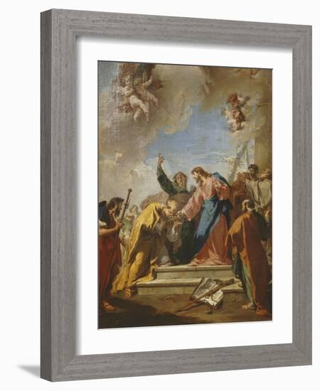 Christ Giving Saint Peter the Keys to Heaven, C.1730-35-Giovanni Battista Pittoni-Framed Giclee Print