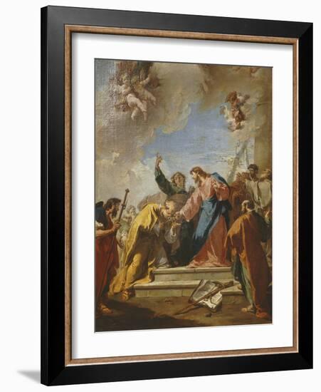 Christ Giving Saint Peter the Keys to Heaven, C.1730-35-Giovanni Battista Pittoni-Framed Giclee Print