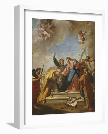 Christ Giving Saint Peter the Keys to Heaven, C.1730-35-Giovanni Battista Pittoni-Framed Giclee Print