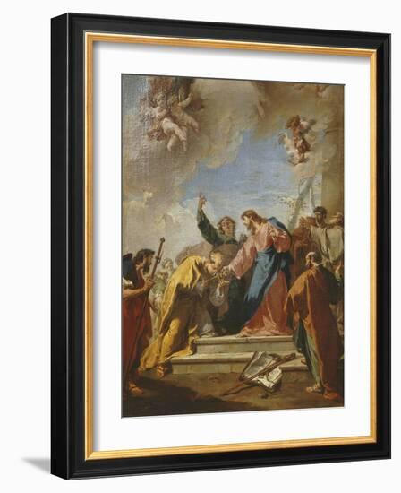 Christ Giving Saint Peter the Keys to Heaven, C.1730-35-Giovanni Battista Pittoni-Framed Giclee Print