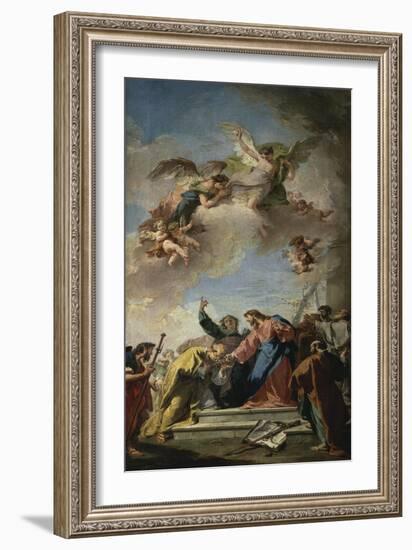 Christ Giving the Keys of Paradise to St. Peter-Giovanni Battista Pittoni-Framed Giclee Print