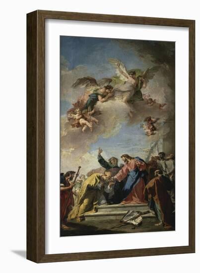 Christ Giving the Keys of Paradise to St. Peter-Giovanni Battista Pittoni-Framed Giclee Print