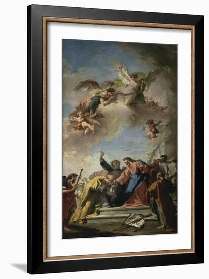 Christ Giving the Keys of Paradise to St. Peter-Giovanni Battista Pittoni-Framed Giclee Print