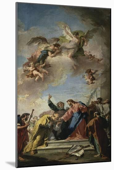 Christ Giving the Keys of Paradise to St. Peter-Giovanni Battista Pittoni-Mounted Giclee Print