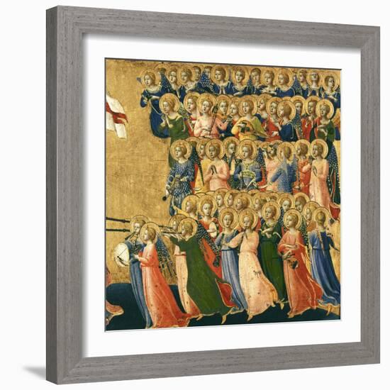 Christ Glorified in the Court of Heaven, Detail of Musical Angels from the Right Hand Side, 1419-35-Fra Angelico-Framed Giclee Print