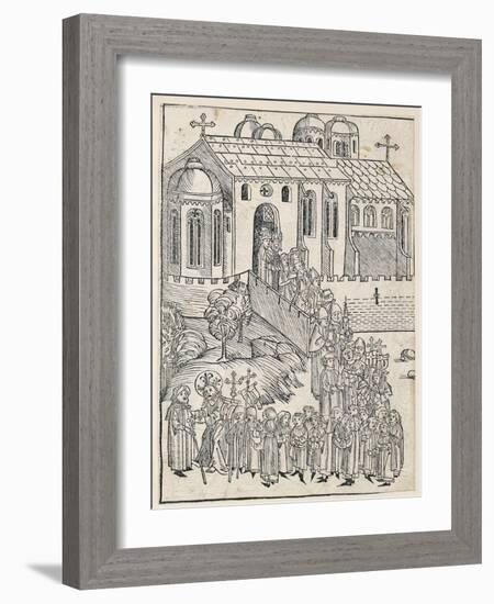 Christ Greeting a Pilgrim, C.1491-Michael Wolgemut-Framed Giclee Print