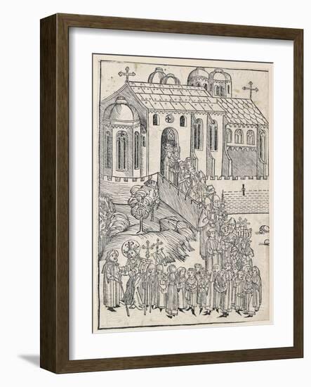 Christ Greeting a Pilgrim, C.1491-Michael Wolgemut-Framed Giclee Print