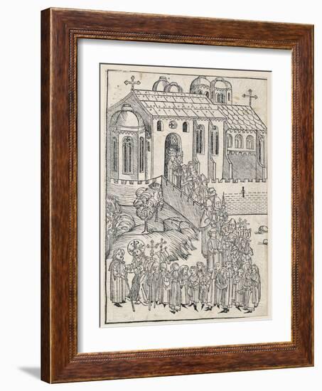 Christ Greeting a Pilgrim, C.1491-Michael Wolgemut-Framed Giclee Print