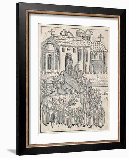 Christ Greeting a Pilgrim, C.1491-Michael Wolgemut-Framed Giclee Print