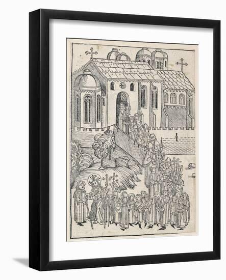 Christ Greeting a Pilgrim, C.1491-Michael Wolgemut-Framed Giclee Print