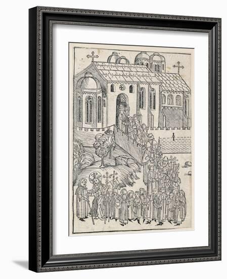 Christ Greeting a Pilgrim, C.1491-Michael Wolgemut-Framed Giclee Print