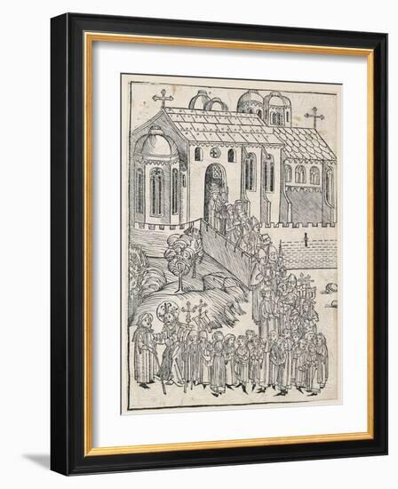 Christ Greeting a Pilgrim, C.1491-Michael Wolgemut-Framed Giclee Print