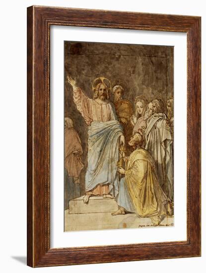 Christ Handing the Keys to Saint Peter, Dated 1815-Jean-Auguste-Dominique Ingres-Framed Giclee Print