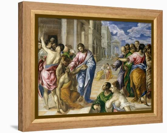 Christ Healing the Blind, c.1570-El Greco-Framed Premier Image Canvas