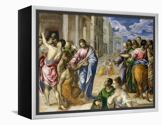 Christ Healing the Blind, c.1570-El Greco-Framed Premier Image Canvas