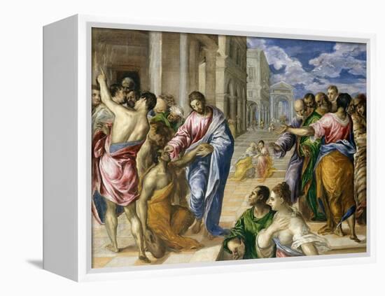 Christ Healing the Blind, c.1570-El Greco-Framed Premier Image Canvas