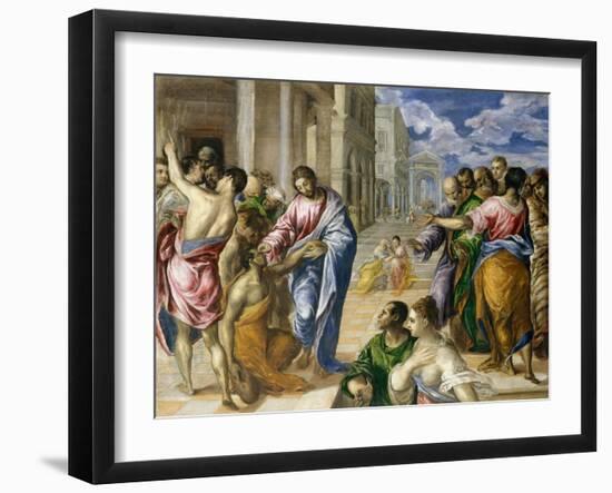 Christ Healing the Blind, c.1570-El Greco-Framed Giclee Print