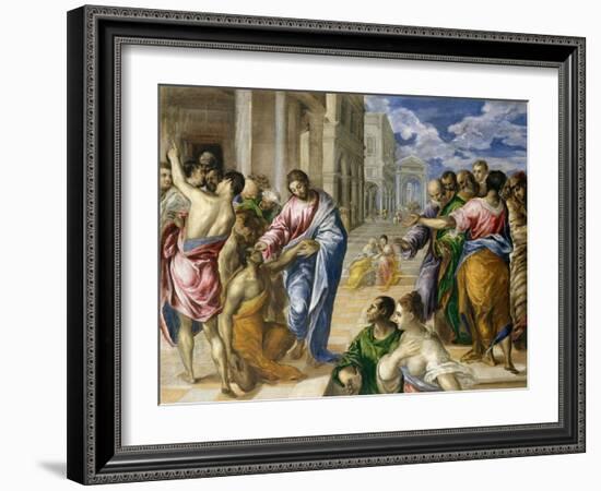 Christ Healing the Blind, c.1570-El Greco-Framed Giclee Print