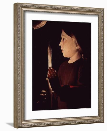 Christ Holding Candle, from Saint Joseph Charpentier (Saint Joseph the Carpenter) (Detail)-Georges de La Tour-Framed Giclee Print