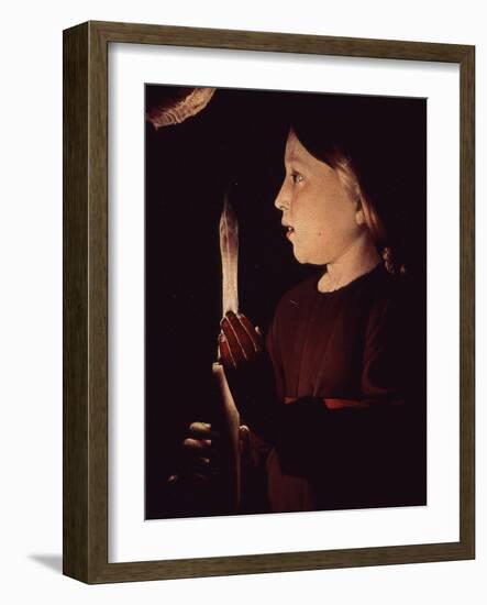 Christ Holding Candle, from Saint Joseph Charpentier (Saint Joseph the Carpenter) (Detail)-Georges de La Tour-Framed Giclee Print