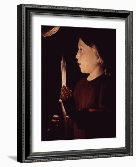 Christ Holding Candle, from Saint Joseph Charpentier (Saint Joseph the Carpenter) (Detail)-Georges de La Tour-Framed Giclee Print