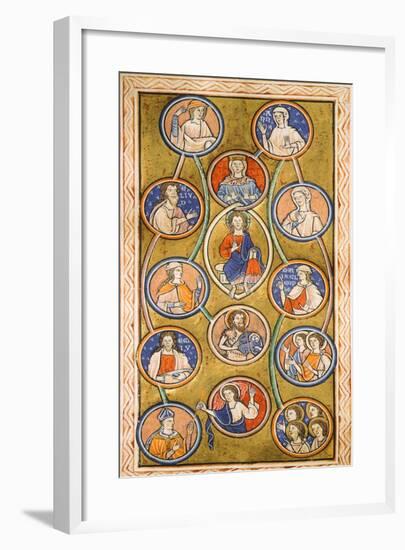 Christ in Almond Aureola, Illuminated Page from Psalter, Medieval Latin Manuscript-null-Framed Giclee Print