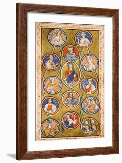 Christ in Almond Aureola, Illuminated Page from Psalter, Medieval Latin Manuscript-null-Framed Giclee Print