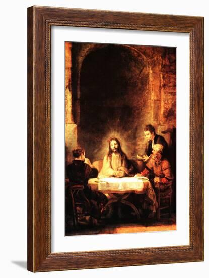 Christ in Emmaus-Rembrandt van Rijn-Framed Art Print