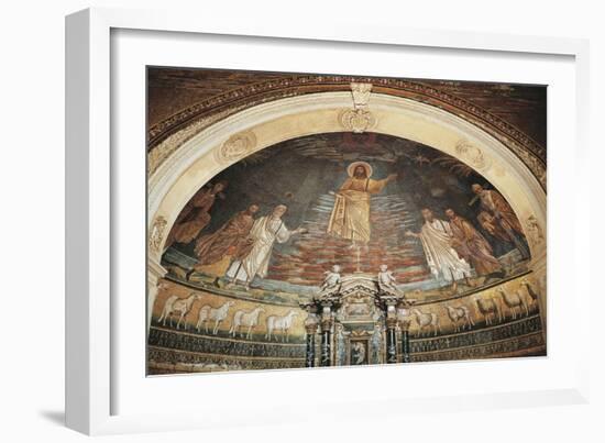 Christ in Heaven, Apse Mosaic, Basilica of Saints Cosmas and Damian, Rome, Italy, 6th Century-null-Framed Giclee Print