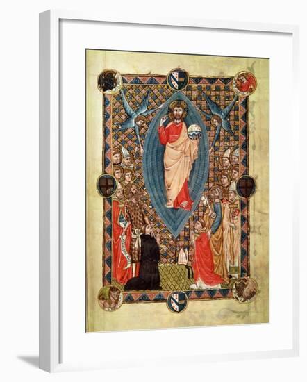 Christ in Majesty with Saints, from the Pontifical of Bishop Pierre de La Jugie, 1350-null-Framed Giclee Print
